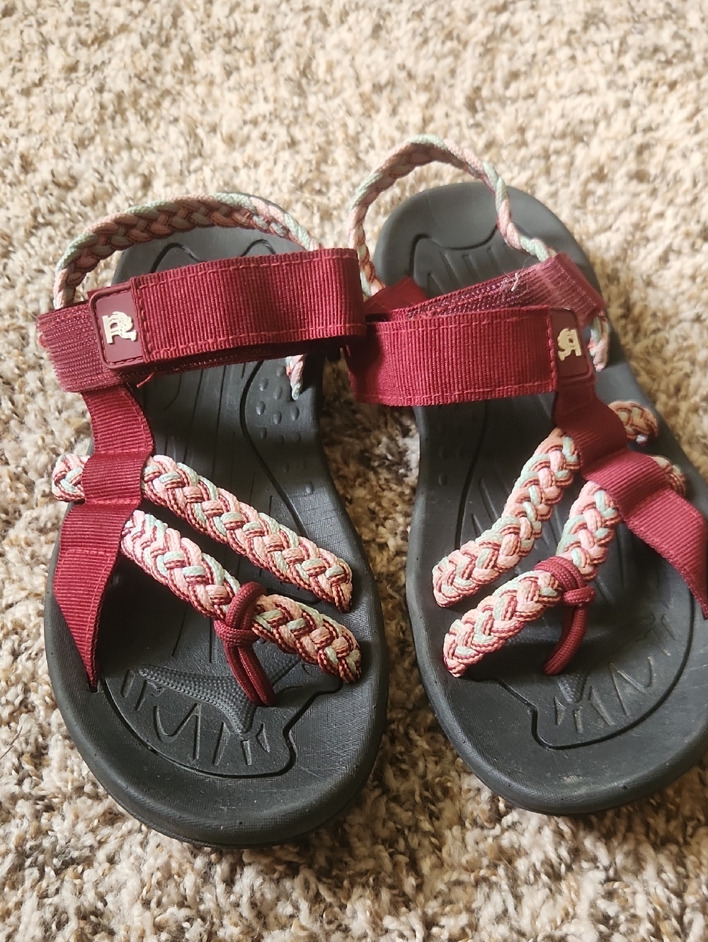 Women's Braided Strap Sport Sandals - Burgundy